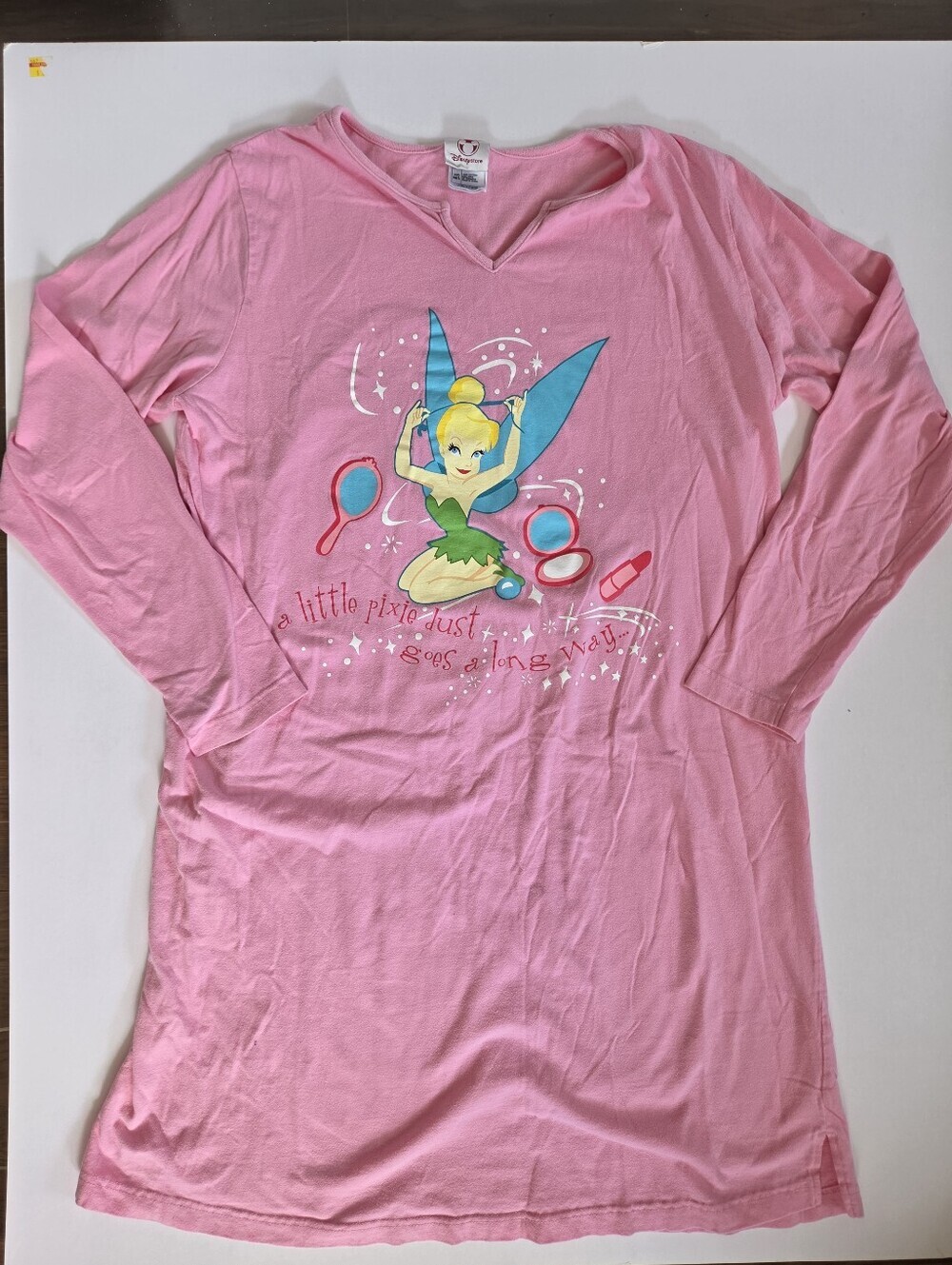 Disney Tinkerbell Pink Cotton long sleeve pajama night dress  2000s Y2K sz M/L